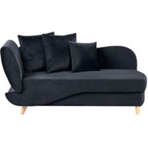 Chaiselongue Linksseitig Schwarz Samtstoff mit Bettkasten Dekokissen Modern Récamiere Liegesofa Sitzmöbel Wohnzimmer Jugendzimmer - BELIANI - Modalova