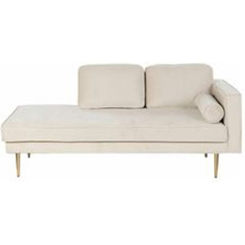 Chaiselongue Rechtsseitig Beige Samtstoff Metallfüße Gold mit Zierkissen Récamiere Modern Glamour Wohnzimmer Schlafzimmer Büro Sitzmöbel - BELIANI - Modalova