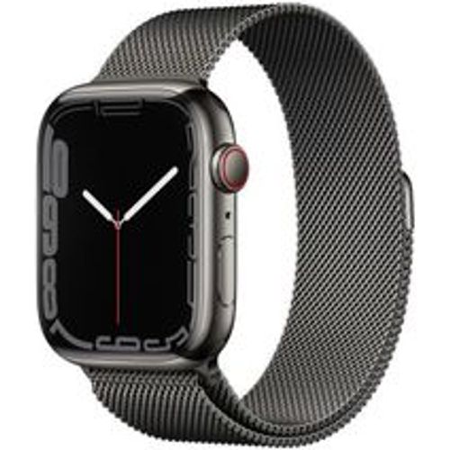 Watch Series 7 (2021) GPS + Cellular 45 mm - Rostfreier Stahl Graphit - Milanaise Armband Schwarz - Apple - Modalova