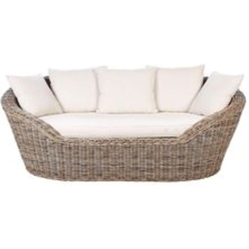 Sonneninseln Natur Rattan Geflecht mit 6 hellbeige Kissen Boho Outdoor Terrasse - BELIANI - Modalova