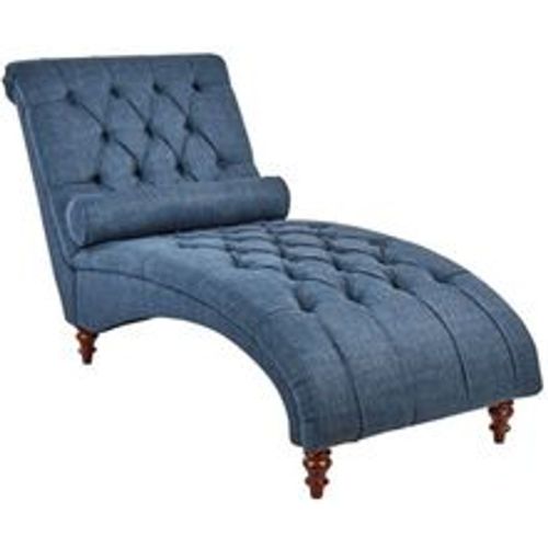 Chaiselongue Universal Blau Polsterbezug Holzfüße Traditionell Mit Zierkissen - BELIANI - Modalova