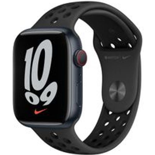 Watch Series 7 (2021) GPS + Cellular 45 mm - Aluminium Mitternacht - Nike Sportarmband Schwarz - Apple - Modalova