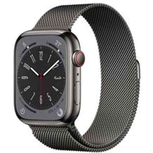 Watch Series 8 (2022) GPS + Cellular 41 mm - Rostfreier Stahl Silber - Milanaise Armband Schwarz - Apple - Modalova