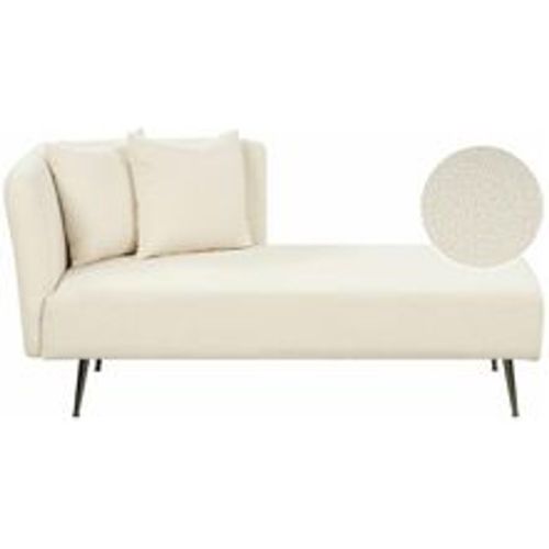 Chaiselongue Cremeweiß Bouclé Stoffbezug Linksseitig mit Kissen Armlehne Metallbeine Modern Wohnzimmer Schlafzimmer Wintergarten Kleine Räume - BELIANI - Modalova