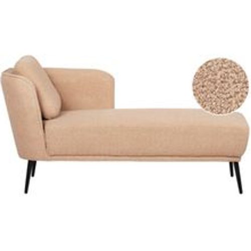 Chaiselongue Linksseitig Beige Bouclé-Stoffbezug mit Armlehne Kissen Schwarzes Metallgestell Retro-Design Liegesofa Recamière Longchair - BELIANI - Modalova