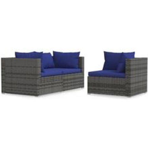 Tlg. Garten-Lounge-Set mit Kissen Grau Poly Rattan - VIDAXL - Modalova