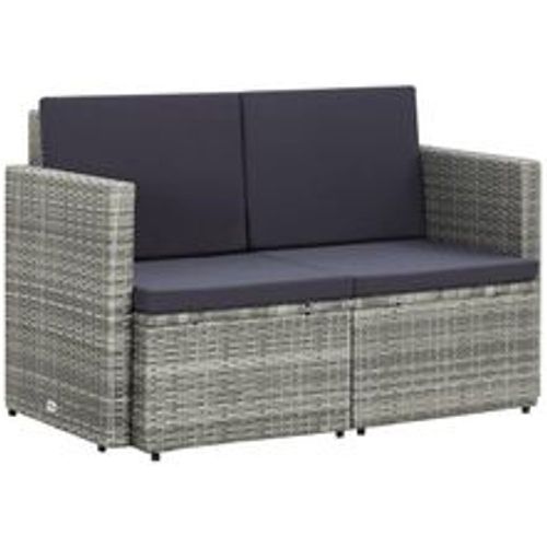 Sitzer-Gartensofa mit Auflagen Grau Poly Rattan - VIDAXL - Modalova