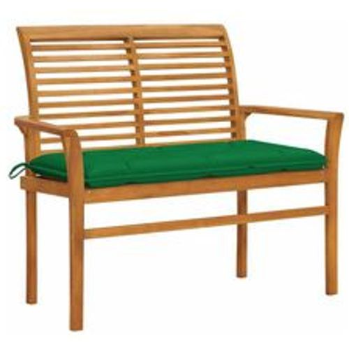 Gartenbank mit Grüner Auflage 112 cm Massivholz Teak - VIDAXL - Modalova