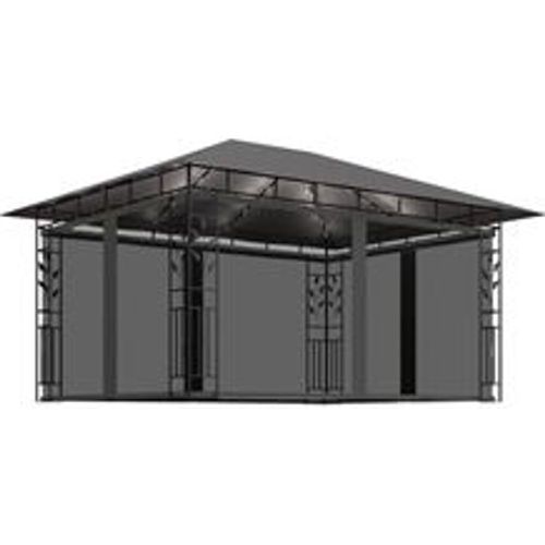 Pavillon mit Moskitonetz & LED-Lichterkette 4x3x2,73m Anthrazit - VIDAXL - Modalova