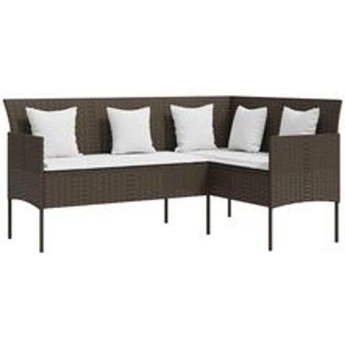 Sofa in L-Form mit Kissen Poly Rattan Braun - VIDAXL - Modalova