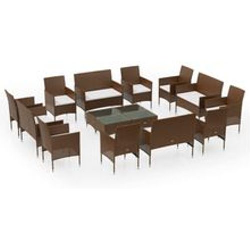 Tlg. Garten-Lounge-Set mit Auflagen Poly Rattan Braun - VIDAXL - Modalova