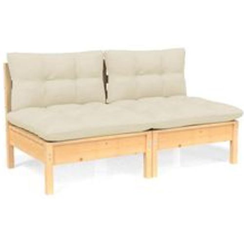 Sitzer-Gartensofa mit Creme Kissen Massivholz Kiefer - VIDAXL - Modalova