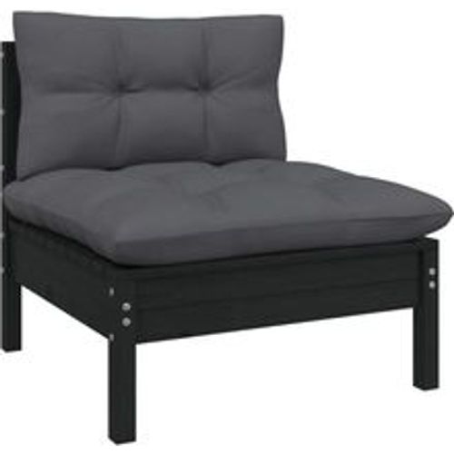 Garten-Mittelsofa mit Kissen Schwarz Massivholz Kiefer - VIDAXL - Modalova