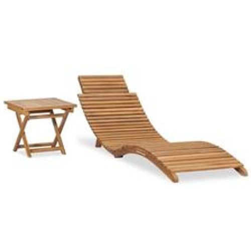 Klappbare Sonnenliege mit Tisch Massivholz Teak - VIDAXL - Modalova