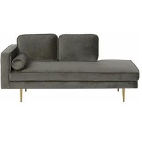 Chaiselongue Linksseitig Grau / Gold Samtstoff Metallfüße Modern Mit Zierkissen - BELIANI - Modalova