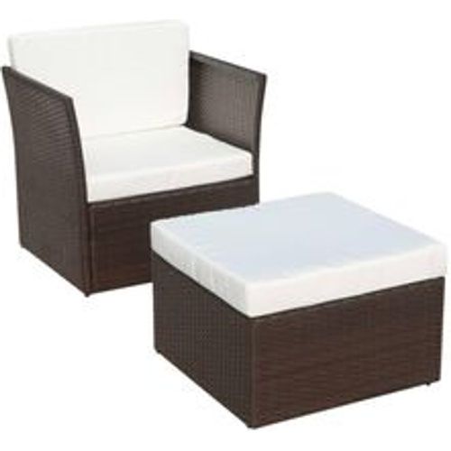 Gartensessel mit Fußhocker Poly Rattan Braun - VIDAXL - Modalova