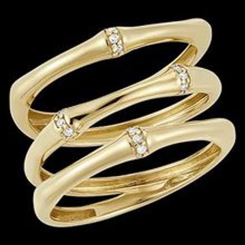 Edenly Ring Heiliger Urwald, 3-reihig, mehrere Diamanten - Gelbgold, 9 Karat - Fashion24 DE - Modalova