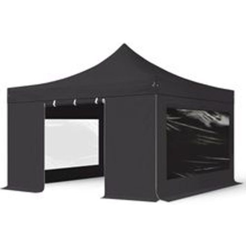 X4 m Faltpavillon, premium Stahl 40mm, feuersicher, Seitenteile mit Panoramafenstern, schwarz - TOOLPORT - Modalova