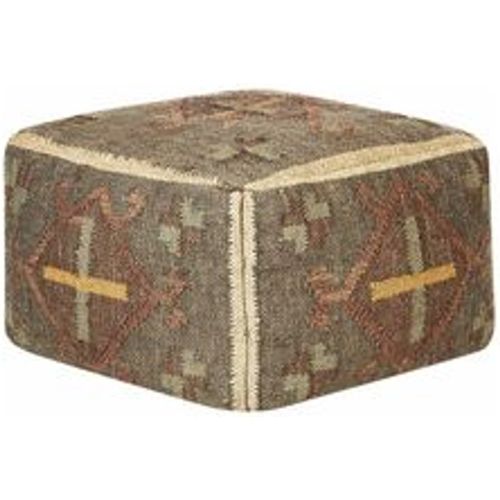 Pouf Grün Jute und Wolle 50 x 50 x 30 cm Quadratisch mit eps Füllung Muster Orientalisch Geometrisch für Wohnzimmer Schlafzimmer Deko - BELIANI - Modalova