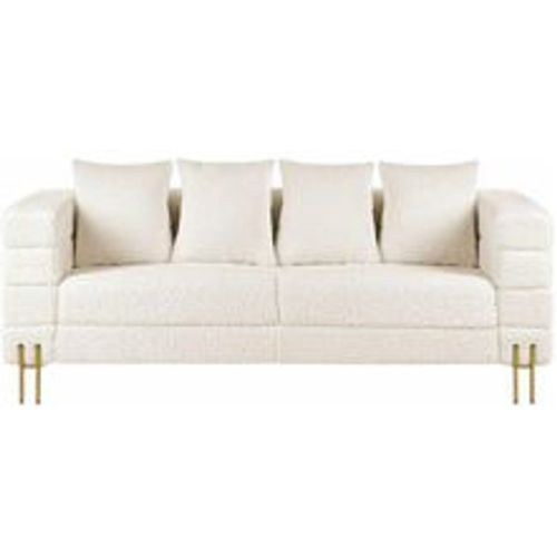 Sofa Weiß Bouclé 3-Sitzer mit Hohen Metallfüßen Gold Viele Kissen Armlehnen Freistehend Modernes Design Glamourös für Wohnzimmer Möbel - BELIANI - Modalova