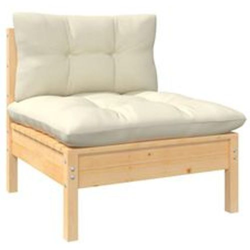 Garten-Mittelsofa mit Kissen in Creme Massivholz Kiefer - VIDAXL - Modalova