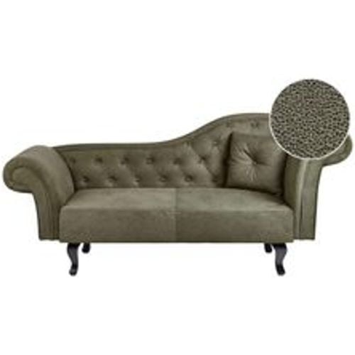 Chaiselongue Olivgrün Samtstoff Rechtsseitig Gesteppt mit Kissen Chesterfield Stil Retro-Design Relaxliege für Wohnzimmer Schlafzimmer Indoor - BELIANI - Modalova