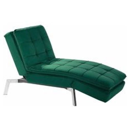 Chaiselongue Smaragdgrün Samtstoff Verstellbarer Kopfteil und Schlaffunktion Retro Design Glamouröser Stil - BELIANI - Modalova