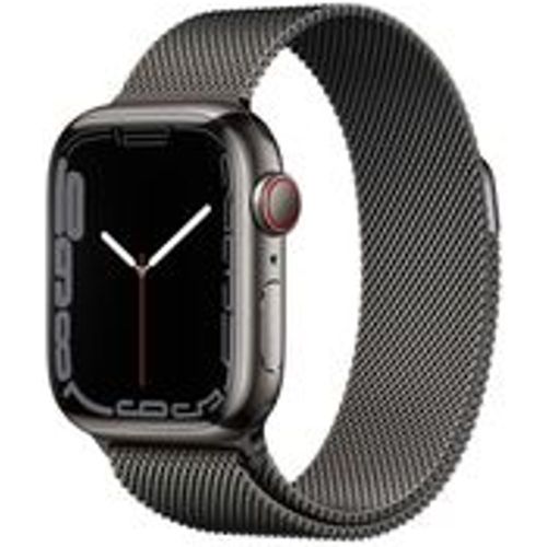 Watch Series 7 (2021) GPS + Cellular 41 mm - Rostfreier Stahl Graphit - Milanaise Armband Schwarz - Apple - Modalova