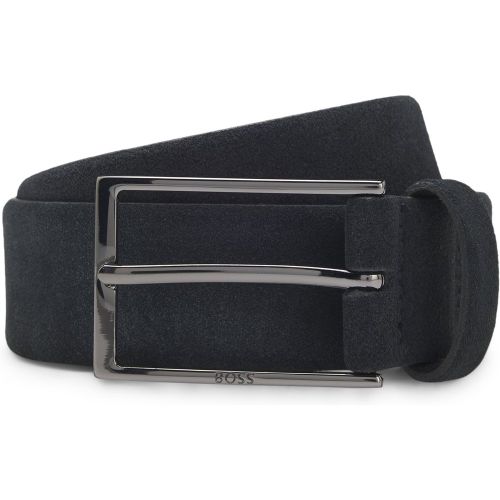 Ceinture en cuir suédé avec logo et boucle couleur acier - Boss - Modalova
