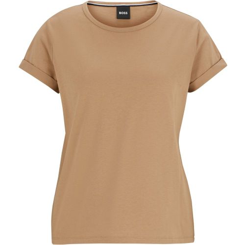 T-shirt en jersey de coton avec bas de manche retroussés - Boss - Modalova