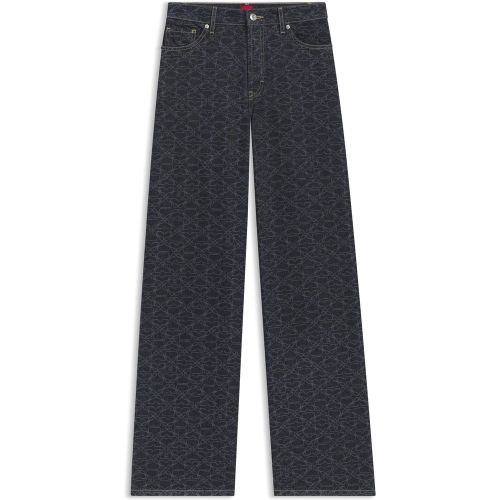 Jean très large en denim à monogramme imprimé au laser - HUGO - Modalova