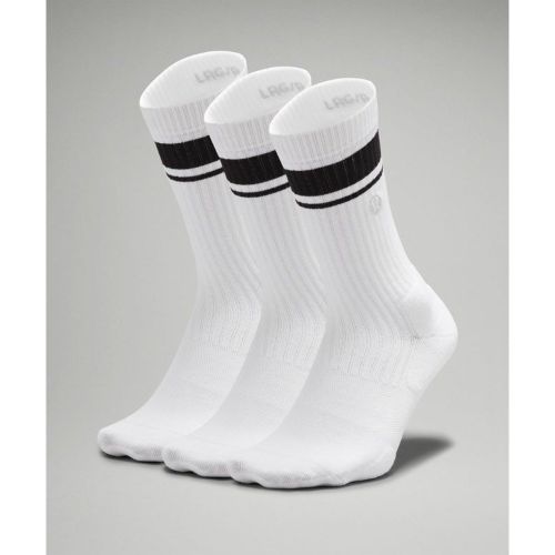 – Daily Stride Bequeme gerippte Crew-Socken 3er-Pack für Männer – Schwarz/Weiß – Größe L - lululemon - Modalova