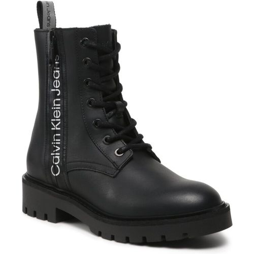Tronchetti - Combat Mid Laceup Boot Zip Wn YW0YW01035 Black/Reflective Silver BEH - Calvin Klein Jeans - Modalova