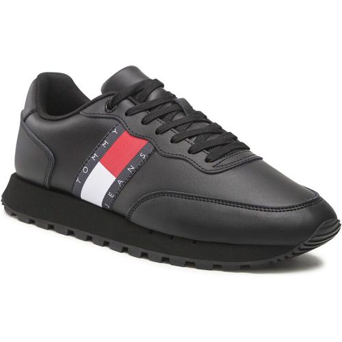 Sneakers - Leather Runner Tjm Ess EM0EM00898 Triple Black 0GK - Tommy Jeans - Modalova