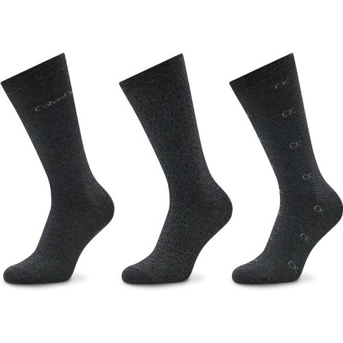 Set di 3 paia di calzini lunghi da uomo - 701219834 Dark Grey Melange 002 - Calvin Klein - Modalova