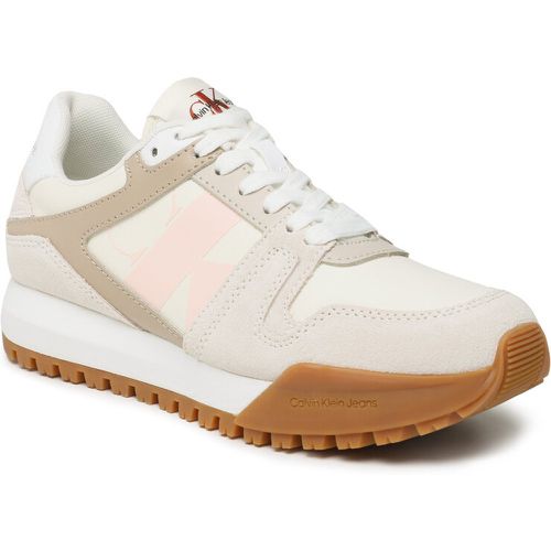 Sneakers - Toothy Run Laceup Low Lth Mix Wn YW0YW01052 Bright White/Creamy white/Peach 0K5 - Calvin Klein Jeans - Modalova
