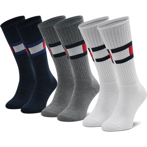 Set di 3 paia di calzini lunghi unisex - 100002978 White/Navy/Grey - Tommy Hilfiger - Modalova