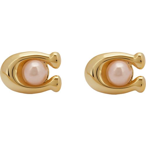 Orecchini Pearl Signature C Stud Earrings 37341922GLD651 - Coach - Modalova