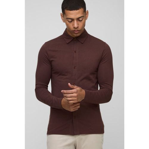 Chemise stretch en jersey à manches longues - S - Boohooman - Modalova