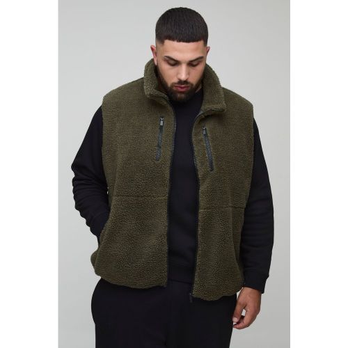 Plus Oversized Borg Zip Through al Gilet - Technic - Modalova