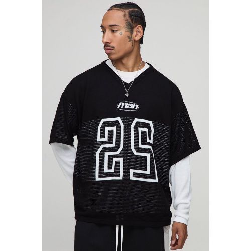 T-shirt oversize universitaire à manches longues - S - Boohooman - Modalova