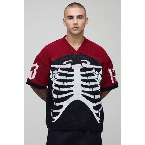 Top de hockey universitaire à manches courtes et imprimé squelette - S - Boohooman - Modalova