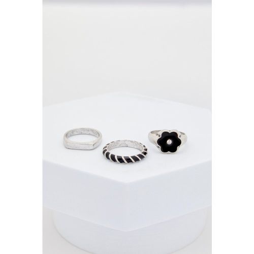 Lot de 3 bagues chevalière fleuries - S/M - Boohooman - Modalova
