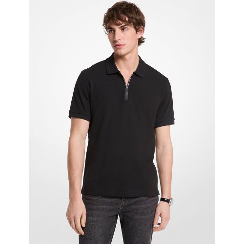 MK Polo en coton zippé - Michael Kors - Michael Kors Outlet - Modalova