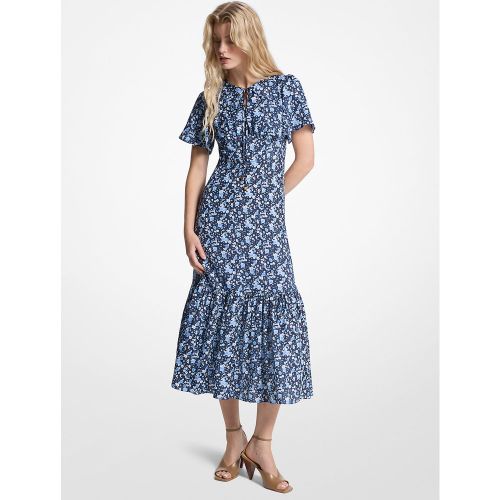 MK Robe mi-longue en mélange de viscose et soie à imprimé floral - Michael Kors - MICHAEL Michael Kors - Modalova