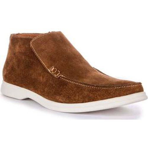 Justinreess Mens Side Zip Camel Suede Loafer Style Ankle Boots men's Mid Boots in - Justinreess England - Modalova