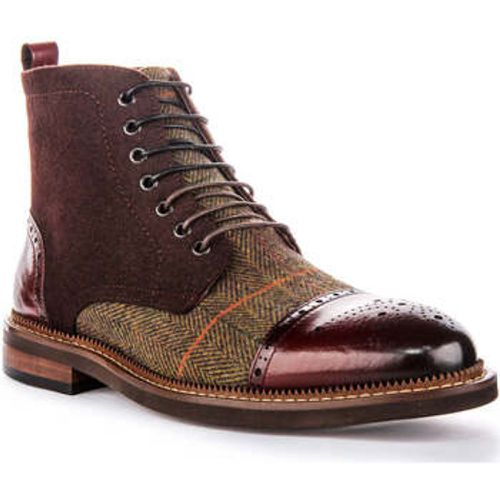 Justinreess Mens Lace up Leather Tweed Combination Brogue Boots men's Boots in - Justinreess England - Modalova