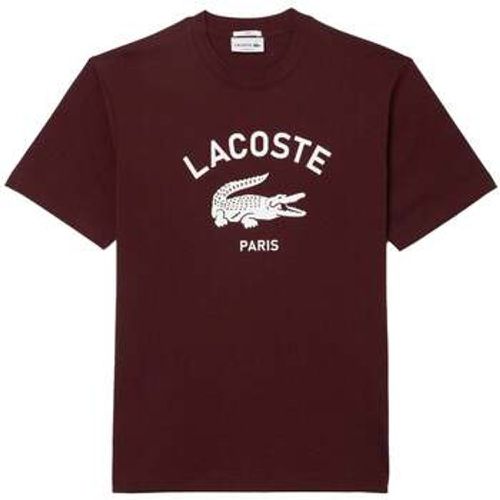 Signature Print Cotton T-Shirt Bordeaux men's in - Lacoste - Modalova