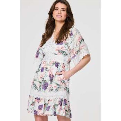 Leaf Print Lace Trim Short Dress women's Dress in - Izabel London - Modalova