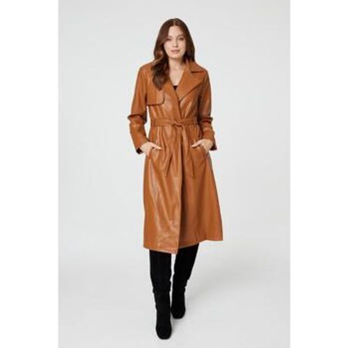 Faux Leather Tie Waist Coat women's Coat in - Izabel London - Modalova